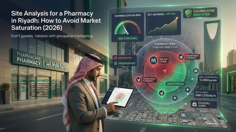 Site analysis for pharmacy in Riyadh